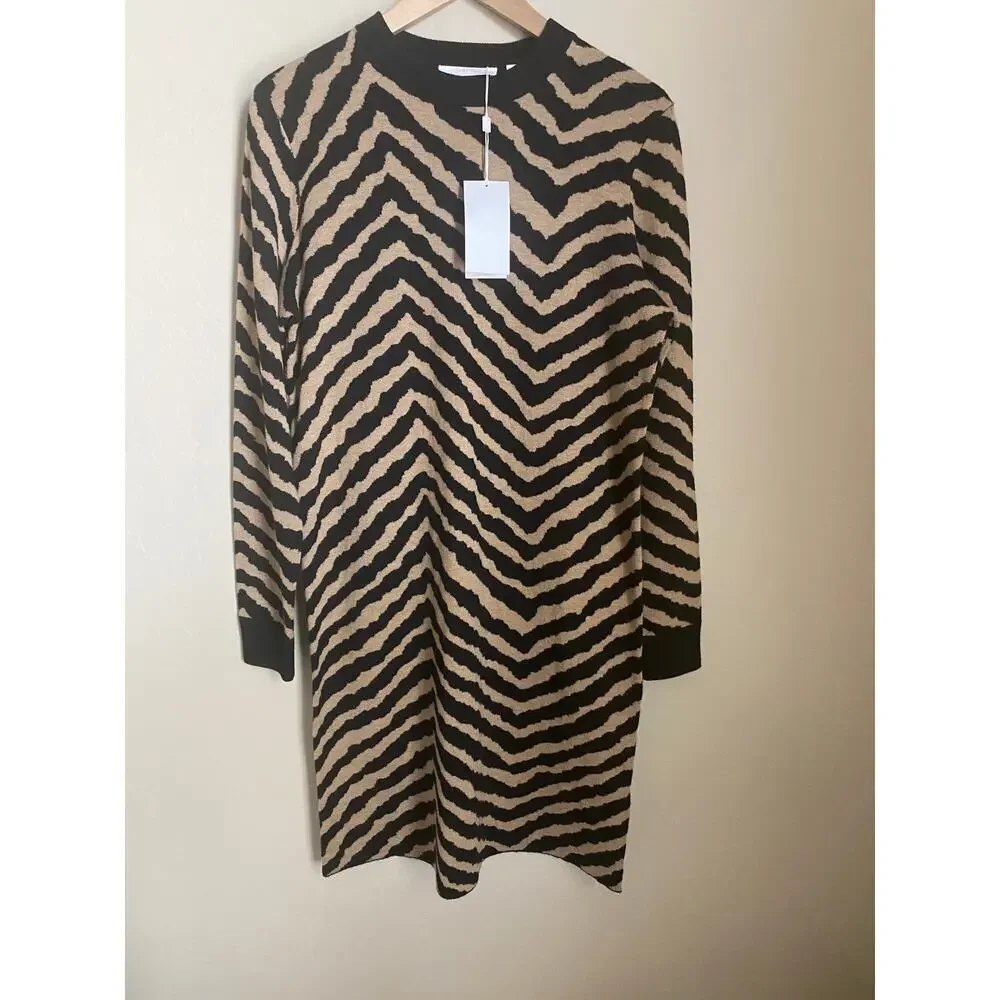 BOSS Fadrella Chevron Long‎ Sleeve Shift Sweater Dress